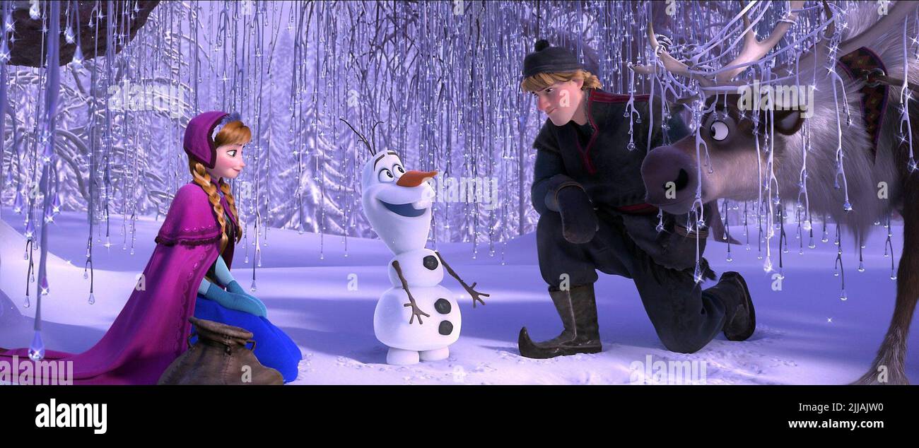 ANNA, OLAF, KRISTOFF, SVEN, FROZEN, 2013 Stock Photo