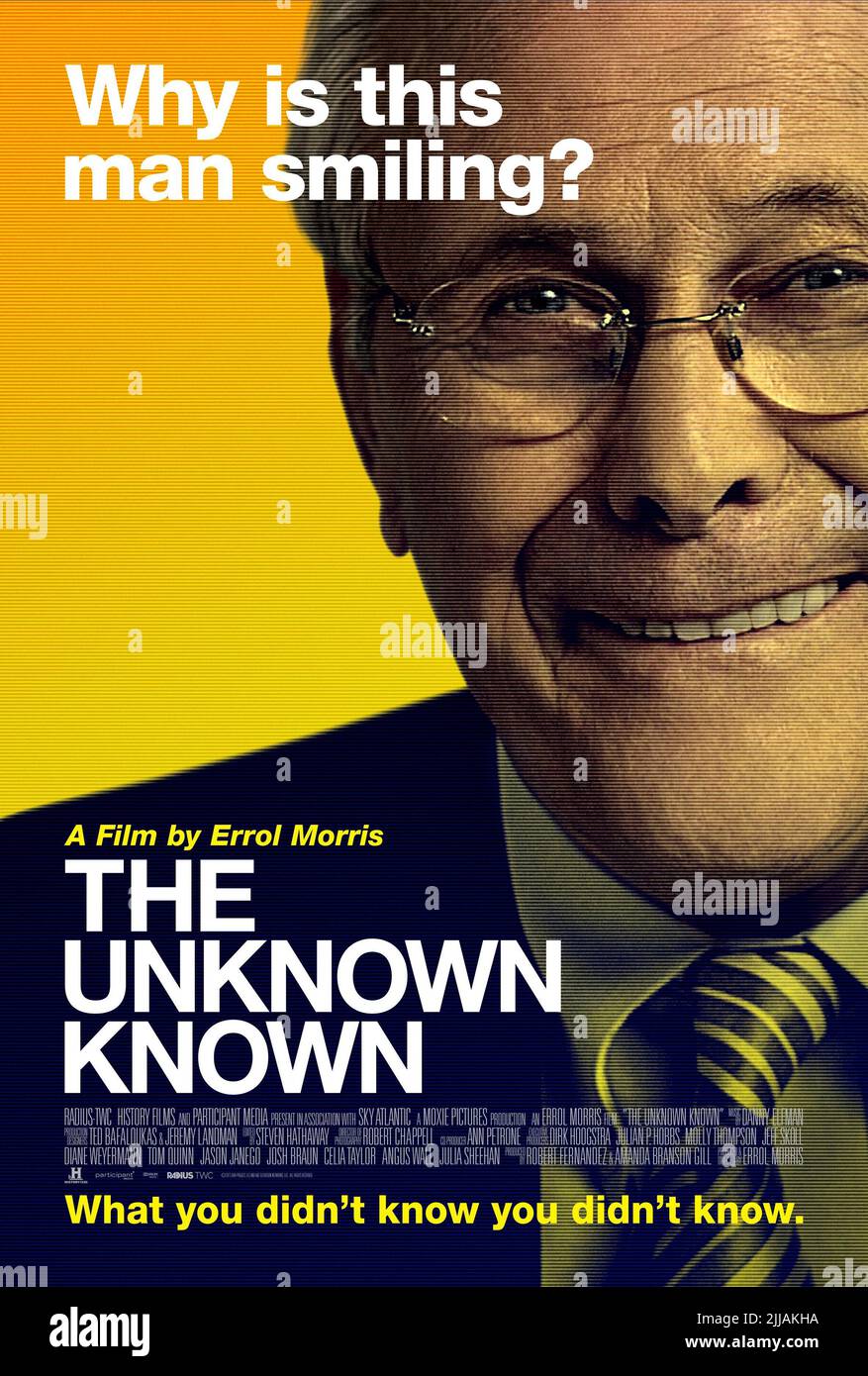 DONALD RUMSFELD POSTER, THE UNKNOWN KNOWN, 2013 Stock Photo