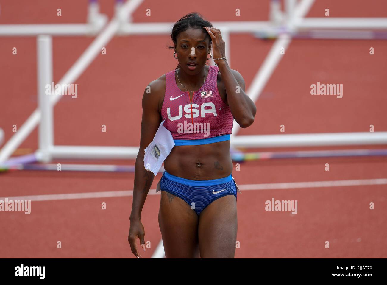 Nia Ali Usa Falls Over The Last Hurdle On 100m Hurdles During The World Athletics Championships On July 23 22 In Eugene Oregon Credit Scs Erik Van Leeuwen Aflo Alamy Live News Stock Photo