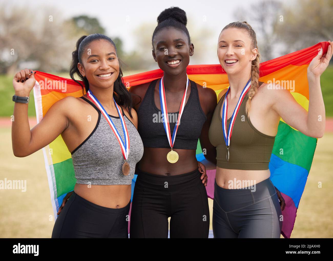 The olympics is for everyone. Cropped portrait of three attractive young female athletes