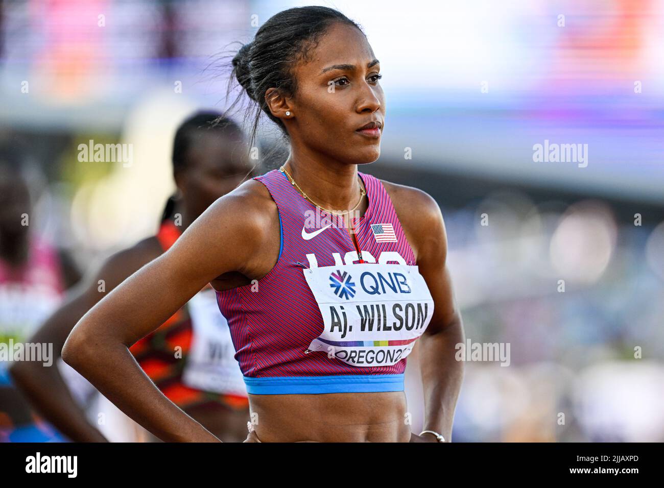 EUGENE, UNITED STATES - JULY 24: Ajee Wilson of USA competing on Women ...