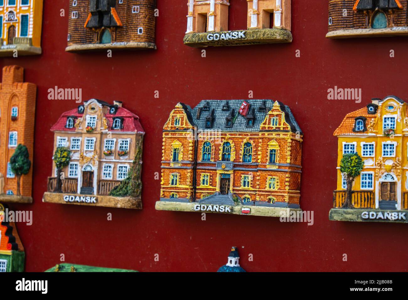 Rows of fridge magnet souvenirs from Gdansk displayed on stillage. Model  houses magnets on display in Gdansk Poland travel destination concept in  city market square Stock Photo - Alamy
