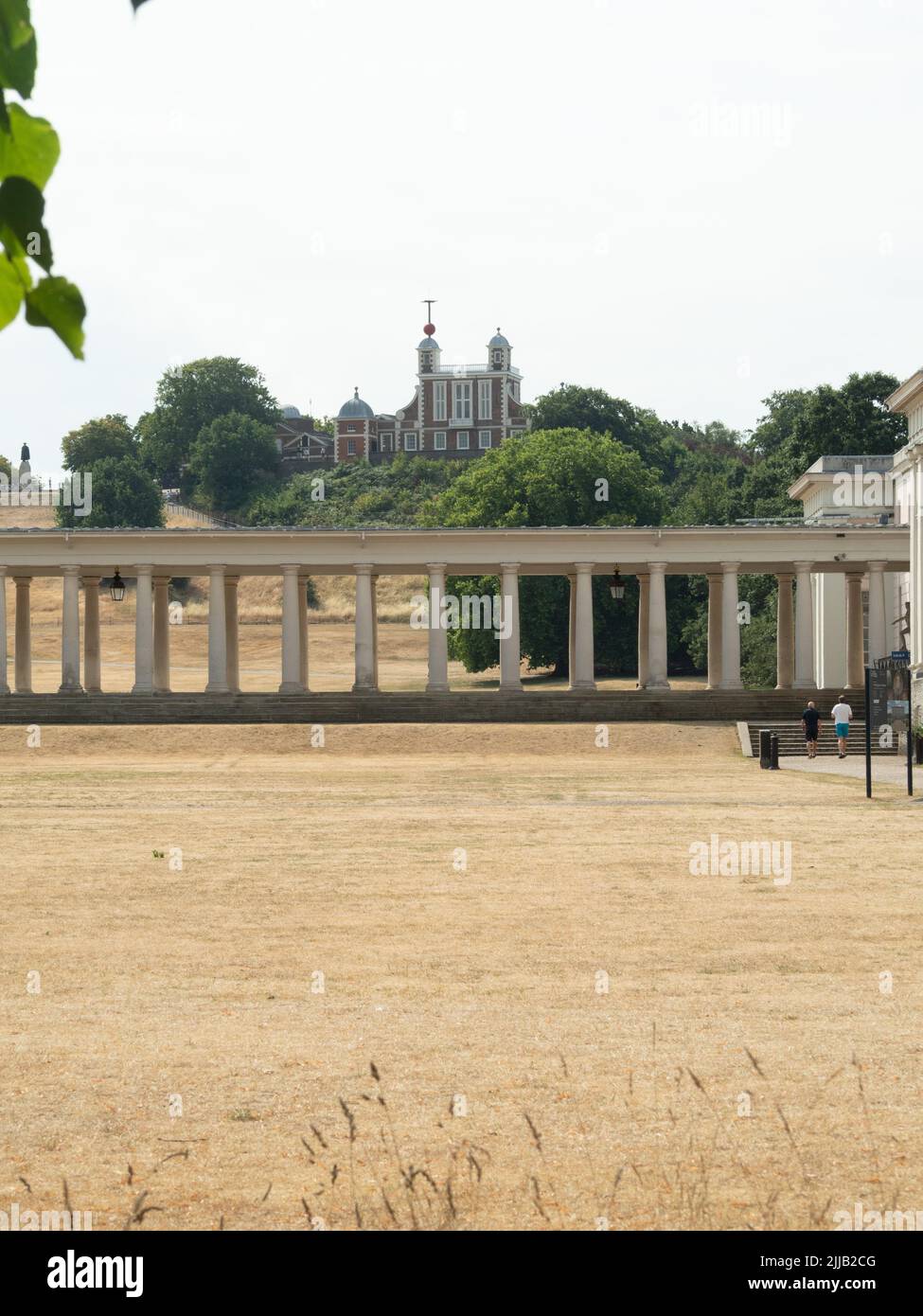 Dried out grass from drought at National Maritime Museum, Greenwich ...