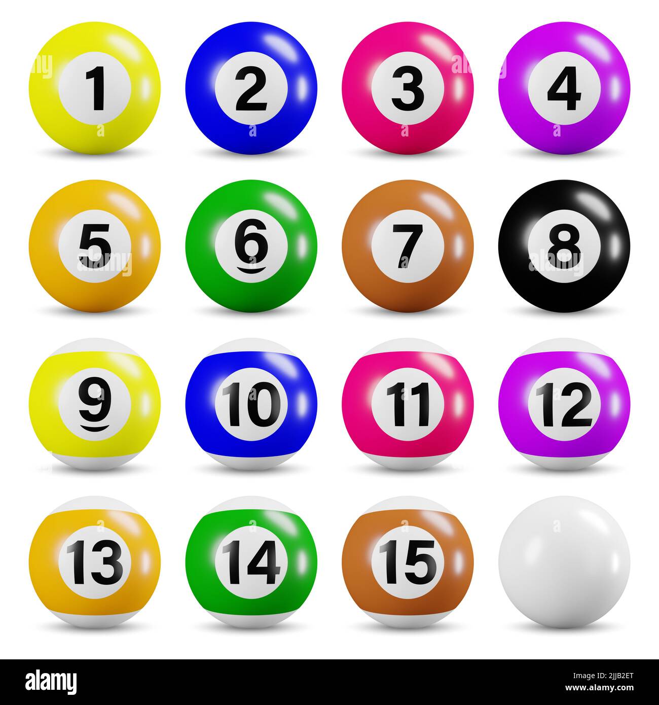 Billiards ball with number on surface . Isolated . Embedded clipping paths . 3D render . Stock Photo