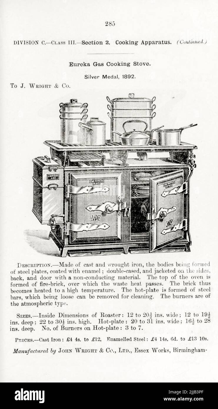 Eureka Gas Cooking Stove from the book ' Illustrated list of exhibits ...