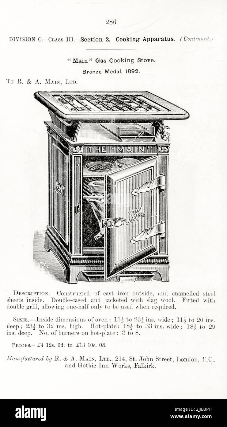 “Main” Gas Cooking Stove from the book ' Illustrated list of exhibits ...