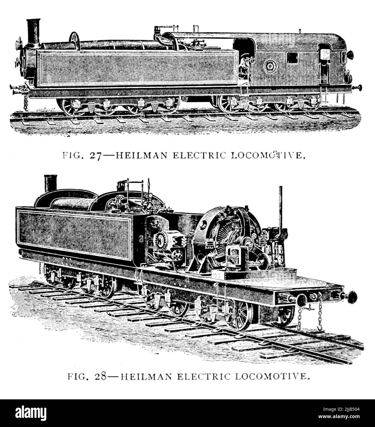 Heilman Electric Locomotive from the article ' DEVELOPMENT OF THE ELECTRIC LOCOMOTIVE ' By B. J. Arnold, M. Am. Inst. E. E. from The Engineering Magazine DEVOTED TO INDUSTRIAL PROGRESS Volume VII April to September, 1894 NEW YORK The Engineering Magazine Co Stock Photo