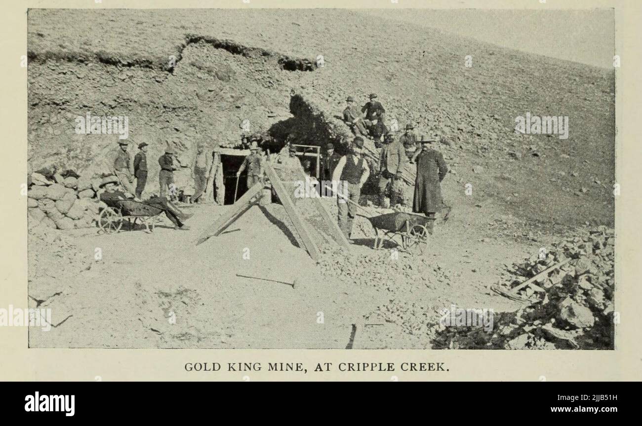 Gold King Mine at Cripple Creek, Colorado from the article ' COLORADO'S NEW GOLD-CAMPS ' By Prof. Arthur Lakes from The Engineering Magazine DEVOTED TO INDUSTRIAL PROGRESS Volume VII April to September, 1894 NEW YORK The Engineering Magazine Co Stock Photo