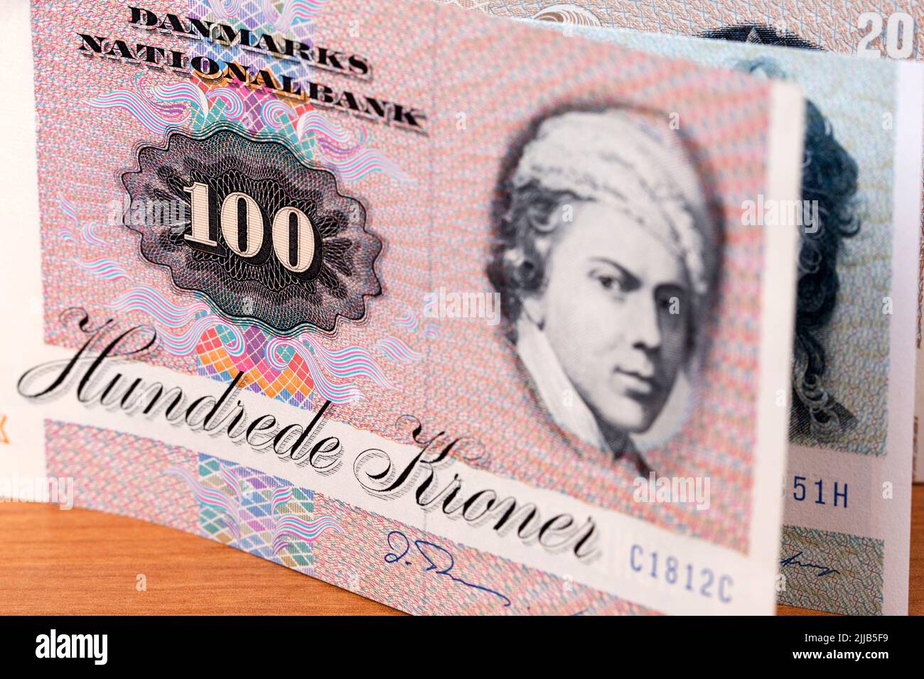 Old Danish money - krone a business background Stock Photo
