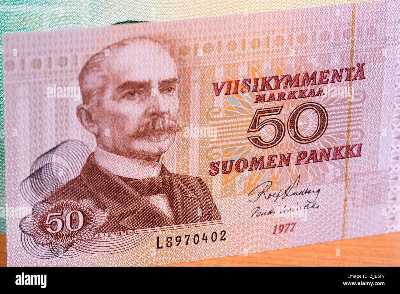 Old Finnish money - mark a business background Stock Photo