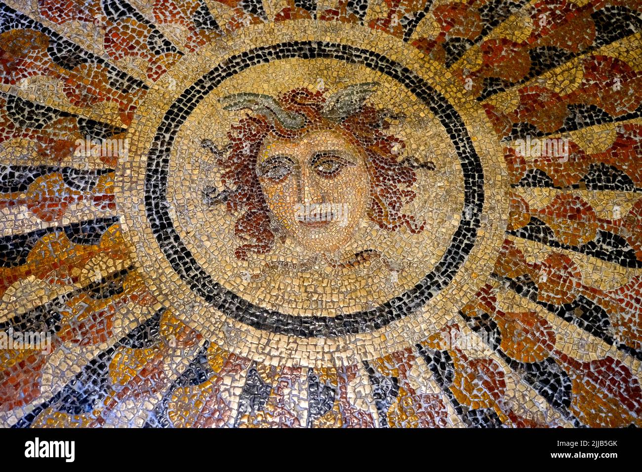 Mosaic floor tiles in the Palace of the Grand Masters on the Greek island of Rhodes Stock Photo