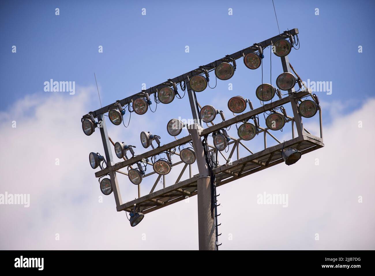 Light stadium. Sports lighting. Lamp and electricity industry Stock