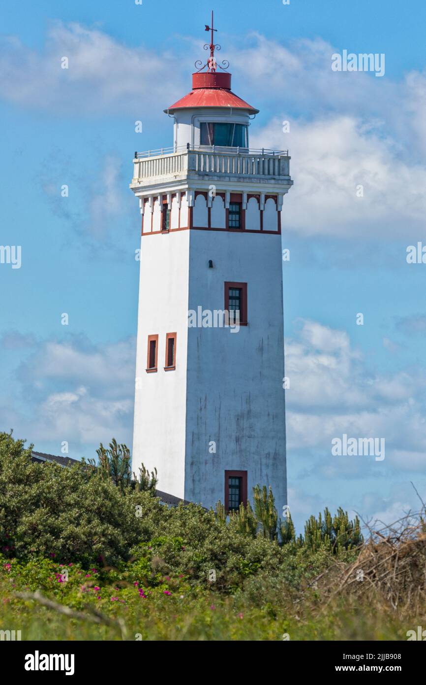Strib Fyr, lighthouse at Middelfart on the Little Belt coast of Funen, Denmark Stock Photo