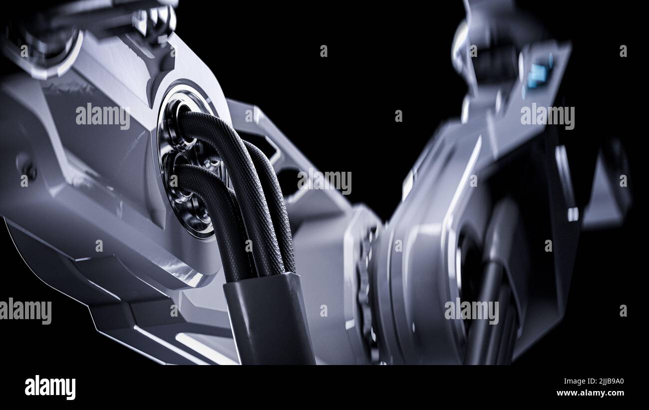 3d rendering of industrial robotic arm with Mechanical close up ...
