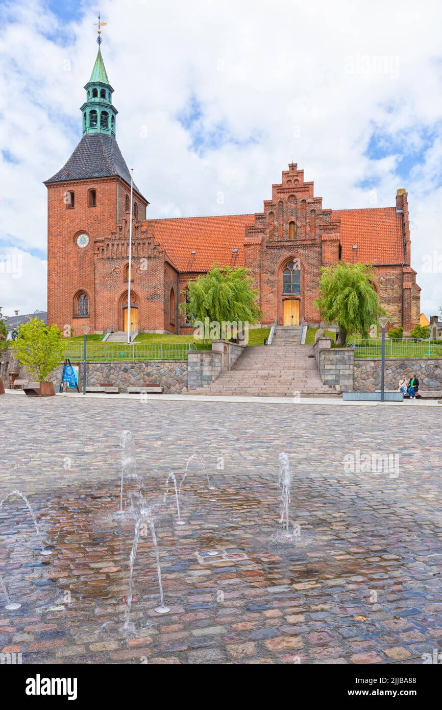 Vor Frue Kirke or Church Of Our Lady on Torvet town square at Svendborg, Baltic Sea island of Funen, Denmark Stock Photo