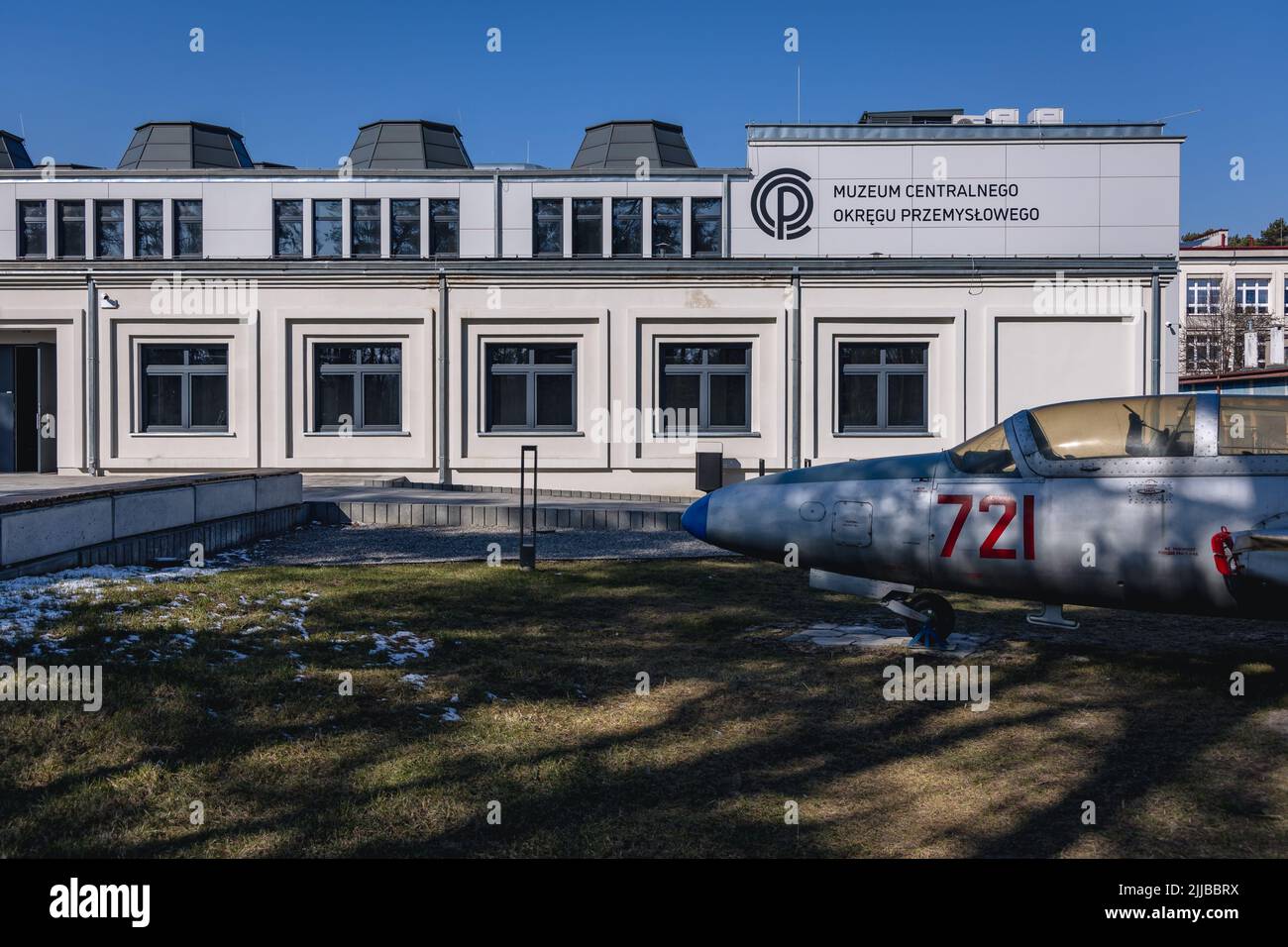 PZL TS-11 Iskra jet trainer in front of Museum of Central Industrial Region - COP in Stalowa Wola, Subcarpathian Voivodeship of Poland Stock Photo