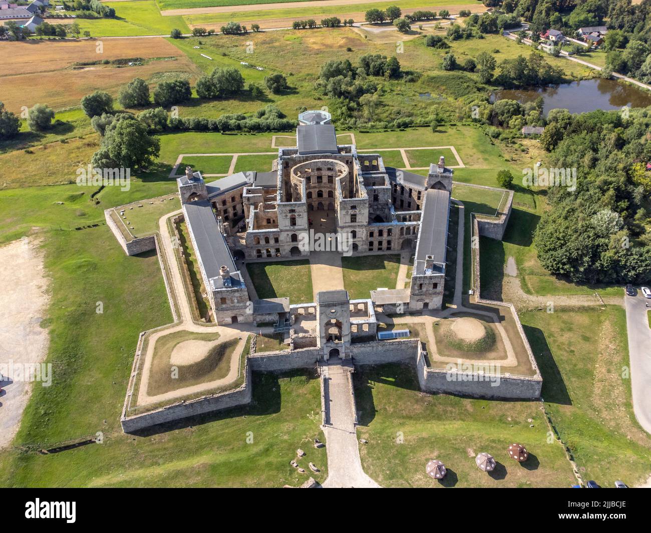 Krzyztopor Castle in Ujazd is a ruin full of magic and mystery lost among the fields and hills of Opatow Land, Poland Stock Photo