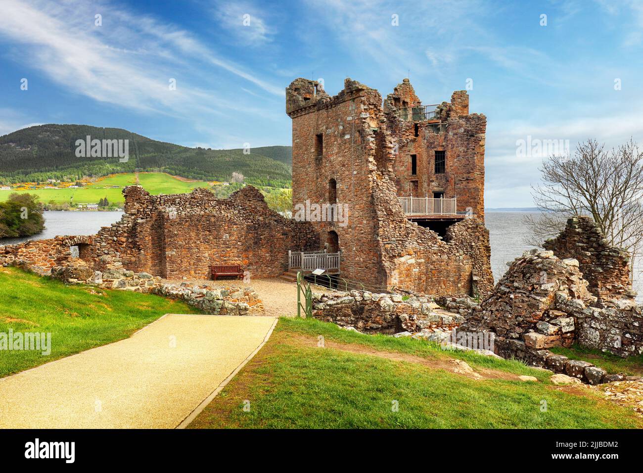 Ruin of castle Urquhart near Loch Ness, Scotland Stock Photo