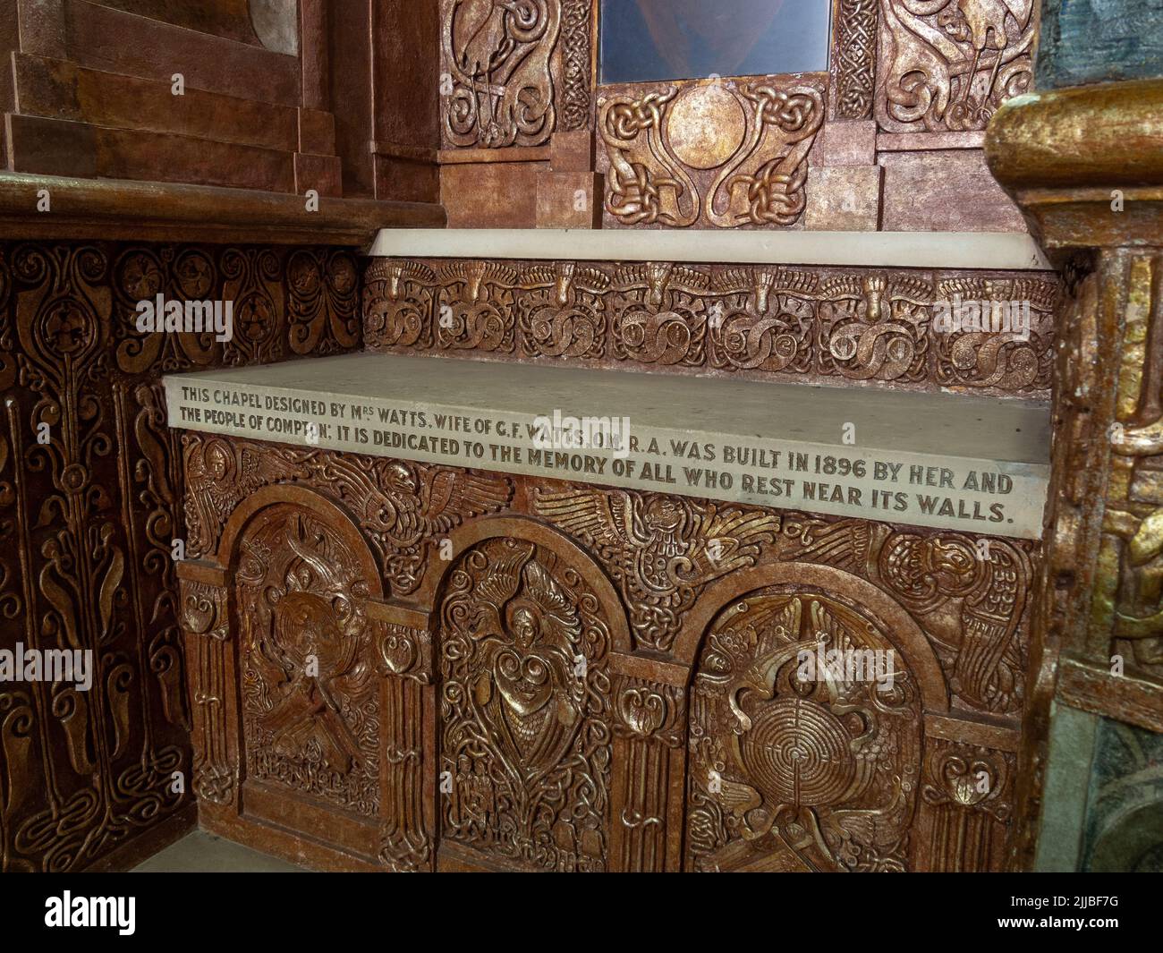 Highly decorated interior in the Arts and Crafts style, of the Watts