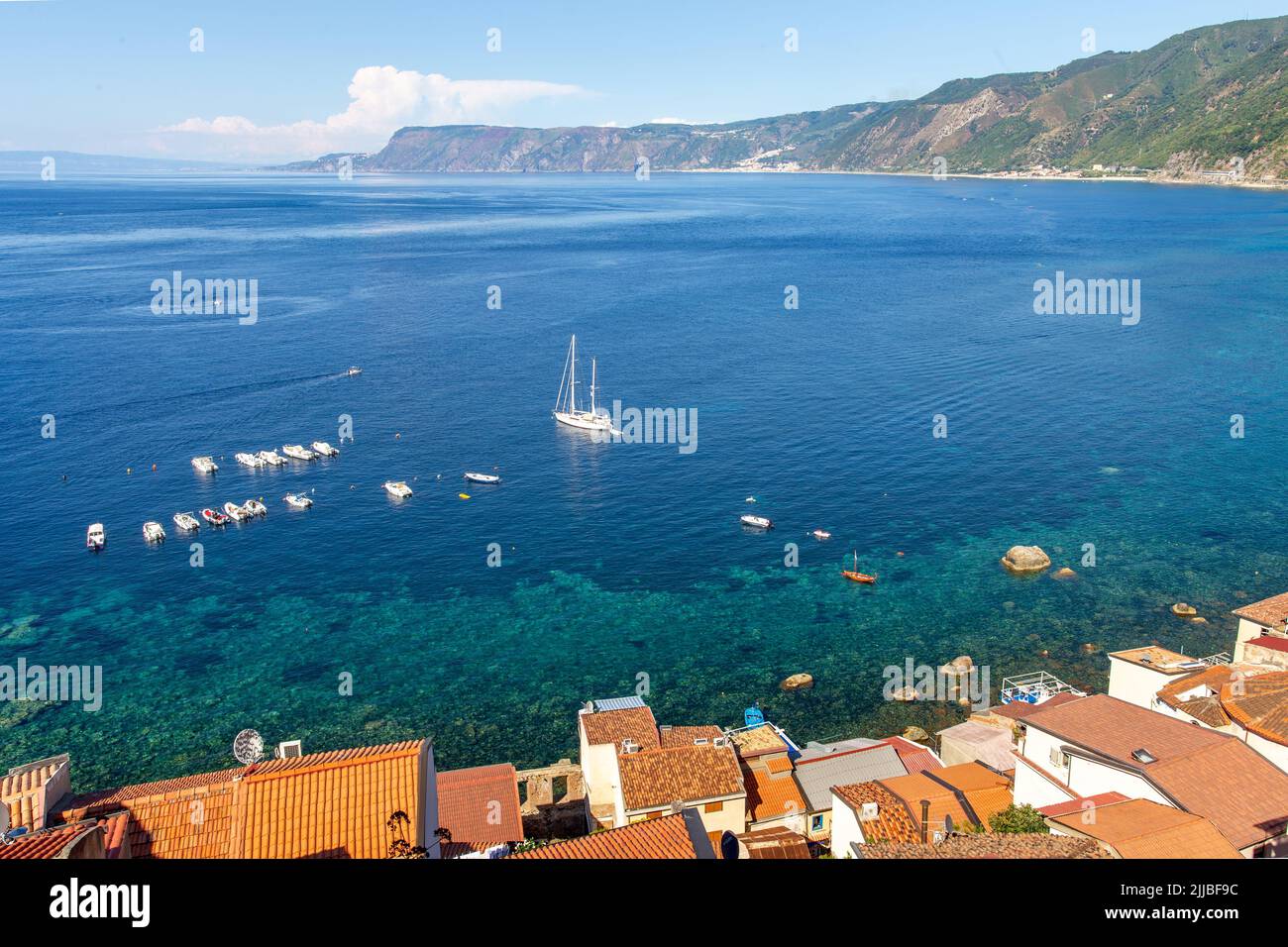 The turquoise bay of Scilla, Calabria, Italy Stock Photo