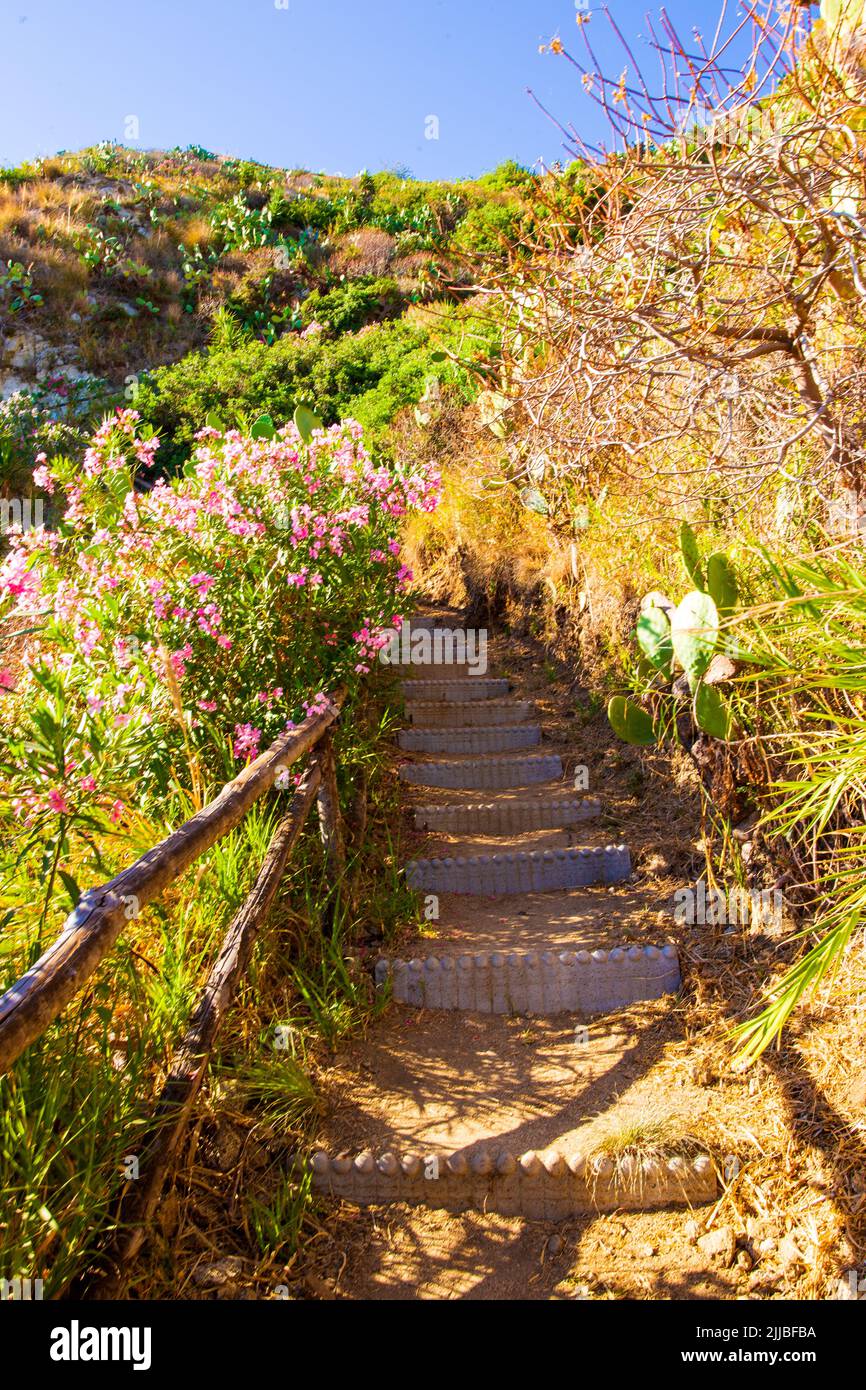 Mediterranean steps of Capo Vaticano, Calabria, Italy Stock Photo