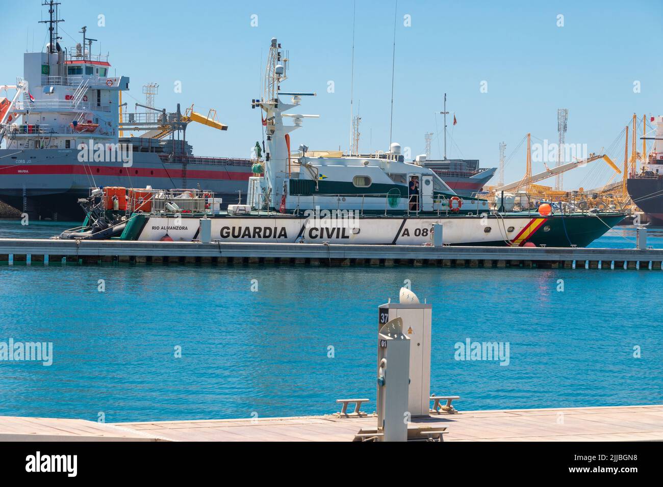 Guardia Civil Boat Docked at the Port of Garrucha Almeria province, Andalucía, Spain Stock Photo