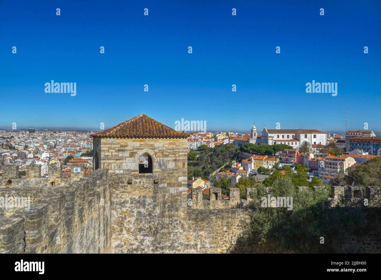 The moorish castle of Saint George located in the portuguese capital city, Lisbon Stock Photo