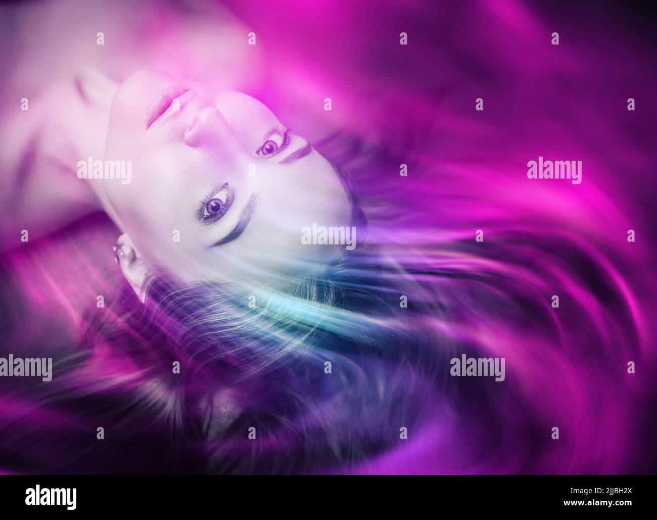 Abstract portrait of young woman. Double exposure Stock Photo - Alamy