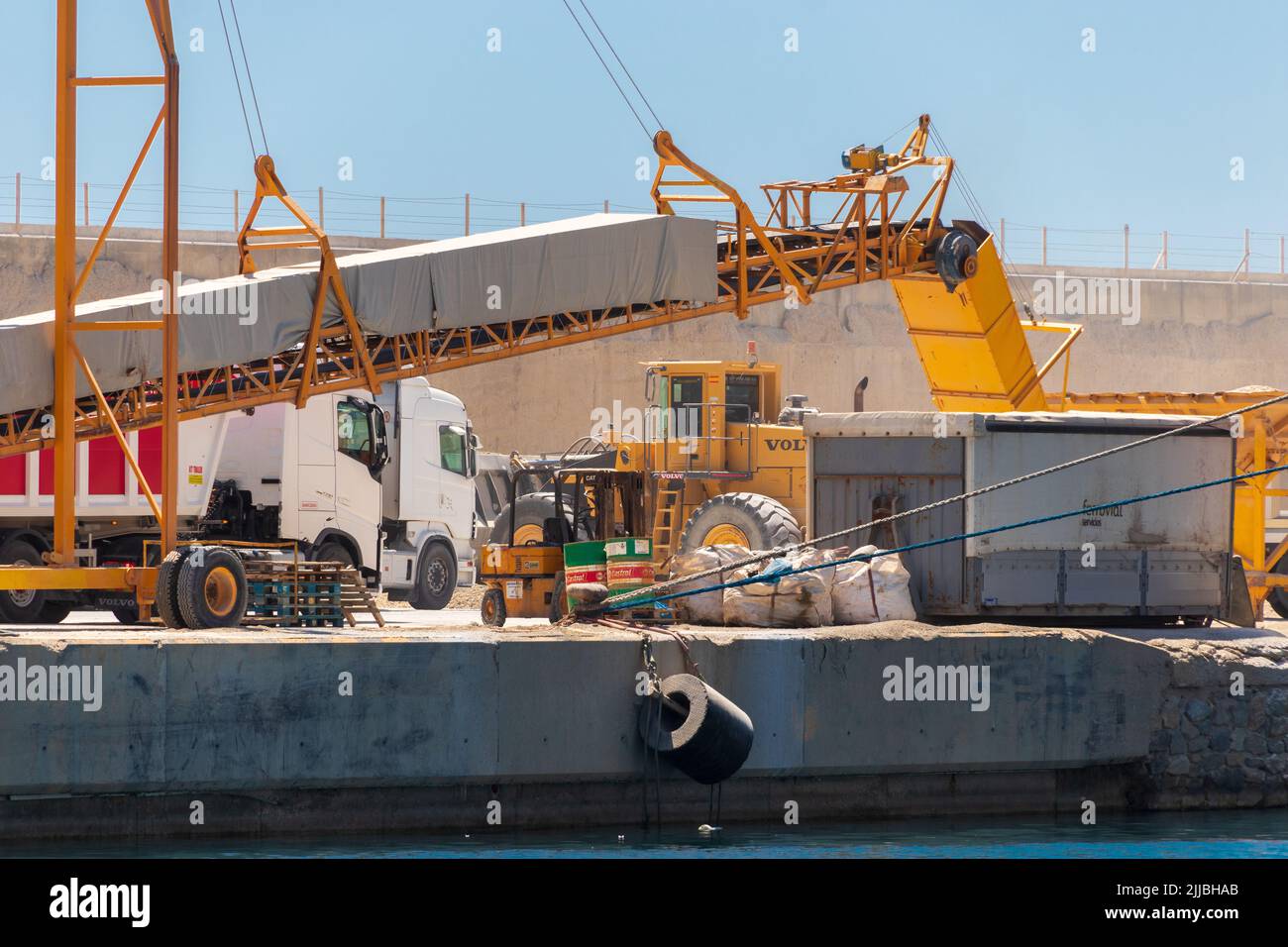 Equipment Used for Loading the Bulk Carrier Ships at the Port of Garrucha Almeria province, Andalucía, Spain Stock Photo