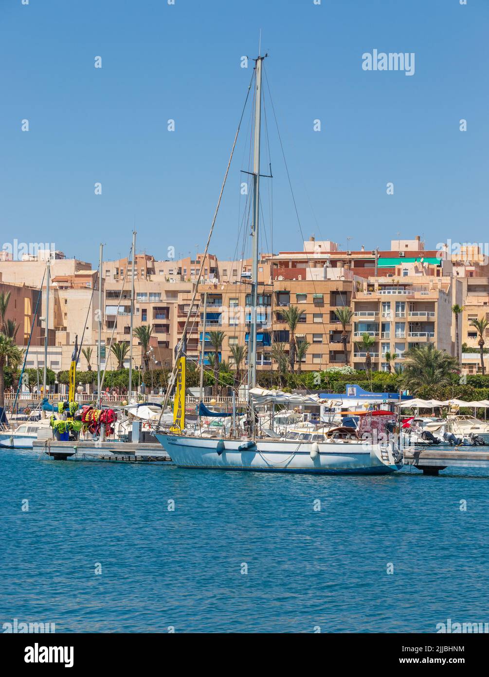 Leisure Boats Moored at the Marina in Garrucha Almeria province, Andalucía, Spain Stock Photo