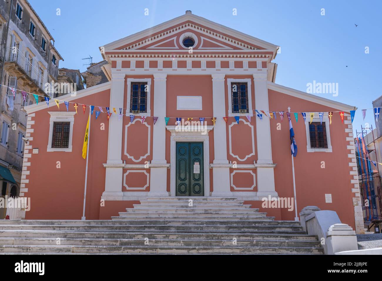 Holy Church of the Holy Fathers and Saint Arsenios on Old Town of Corfu city on the island of Corfu, Ionian Islands, Greece Stock Photo