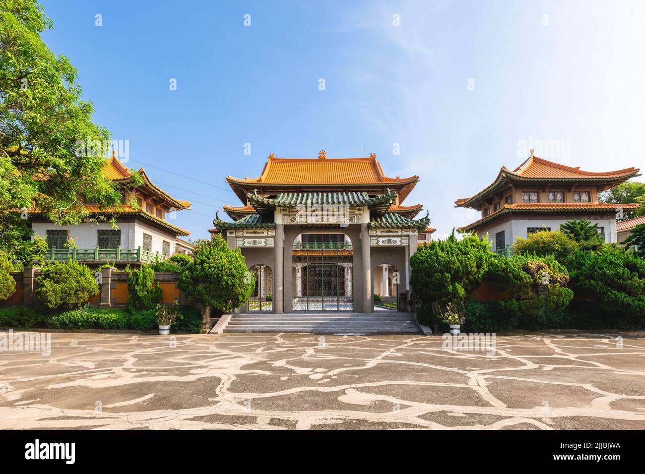 Main gate and hall of Amitabha temple in chiayi, taiwan Stock Photo
