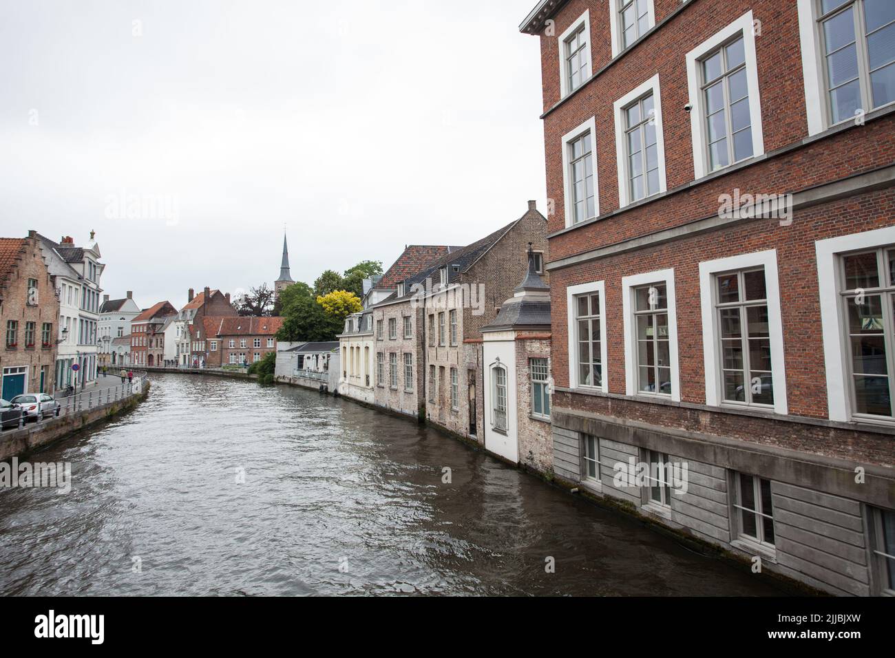 Streets of Brugges, Belgium, Europe, street scene with part of city's canal network Stock Photo