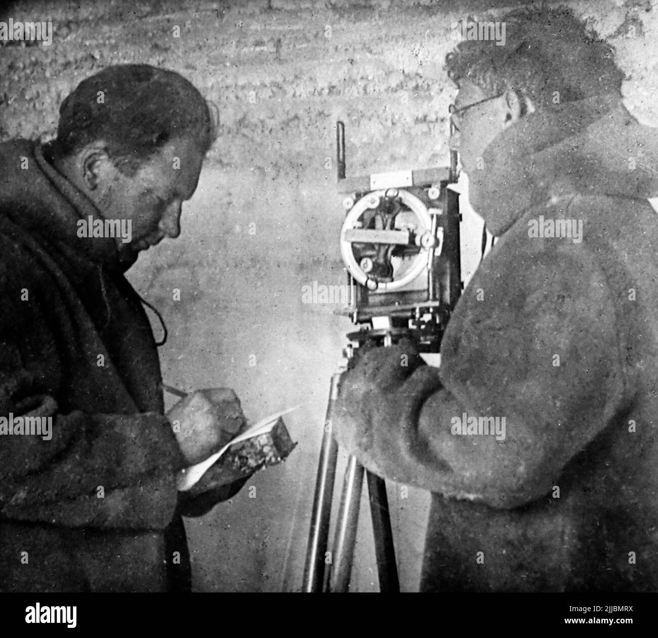 FC Davies and Arnold Clark in the Magnetic House, Byrd Antarctic Expedition Stock Photo