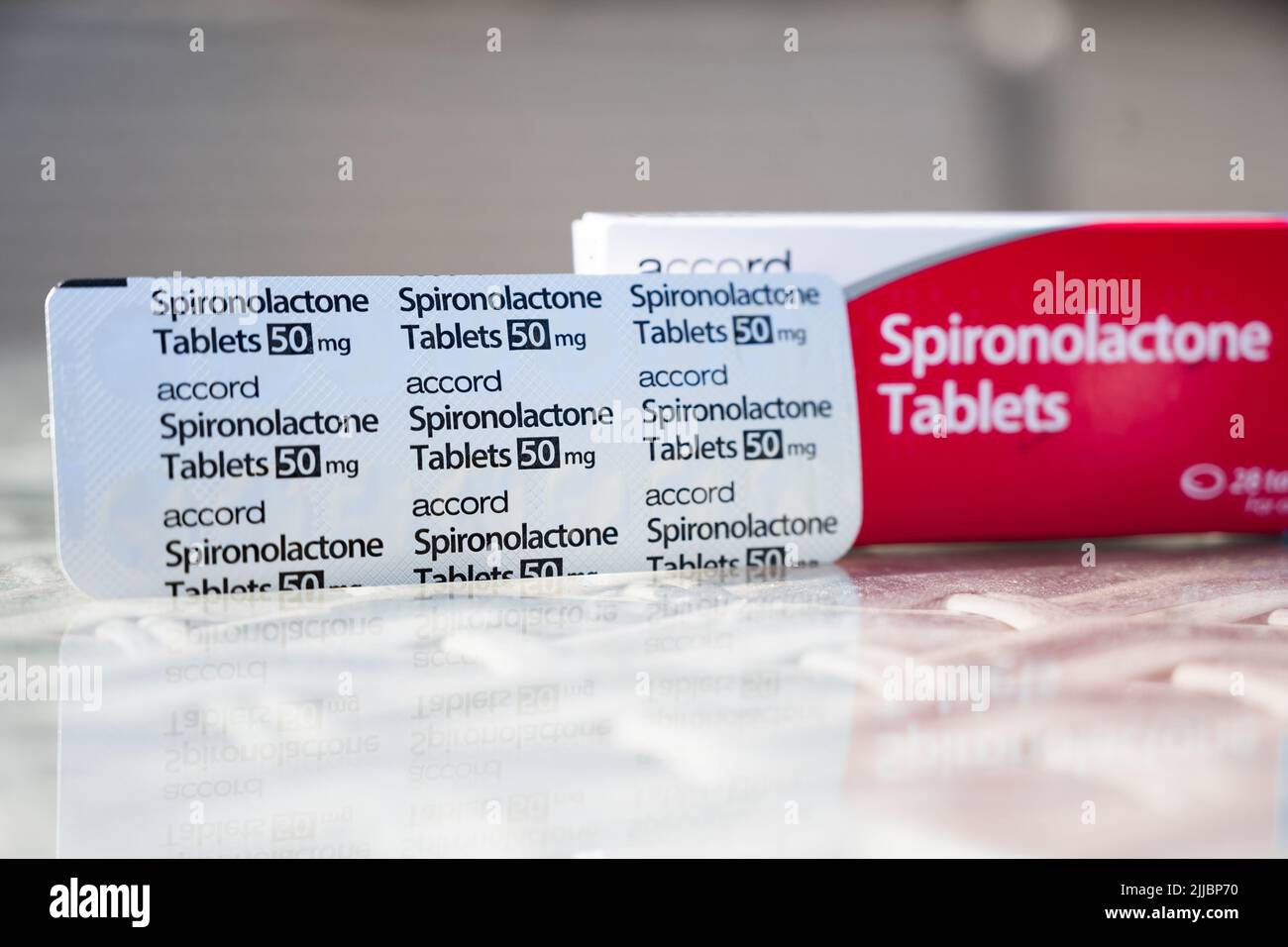 Spironolactone, a medicine used to treat heart failure and hypertension Stock Photo