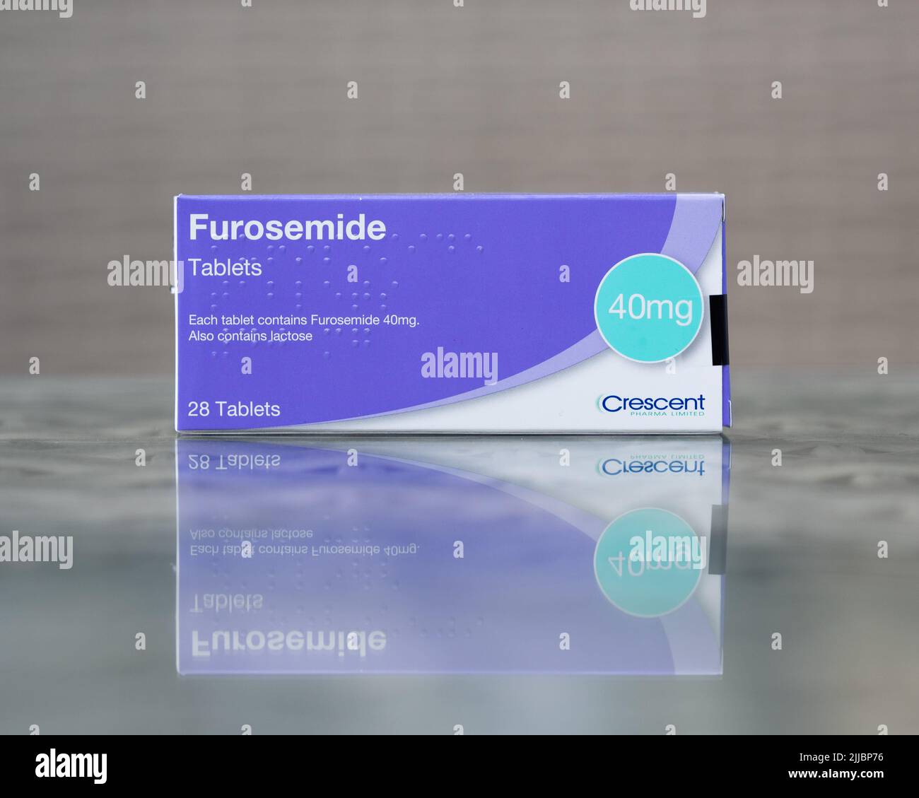 Furosemide, a medication used to treat fluid buildup (edema) due to heart failure Stock Photo