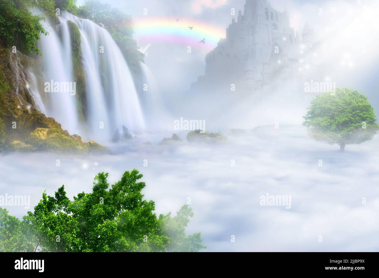 Paradise kingdom above the clouds. Heaven concept Stock Photo