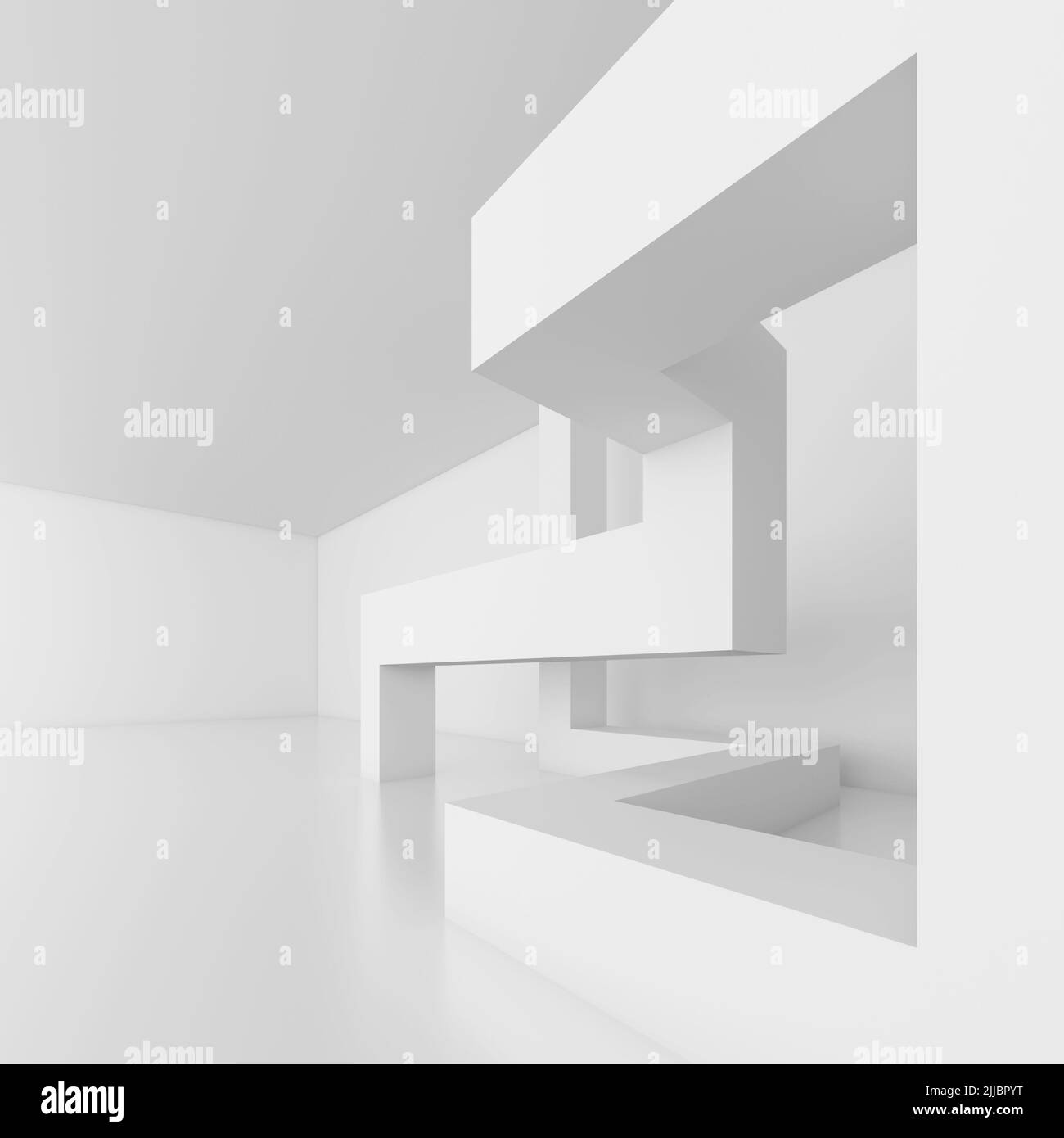 3d White Abstract Architecture Background Stock Photo