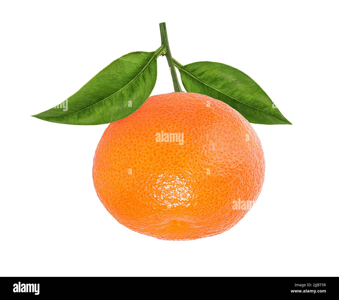 Mandarin, tangerine citrus fruit with leaf isolated on white background