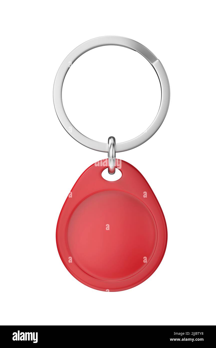 Red RFID key fob isolated on white background, front view Stock Photo