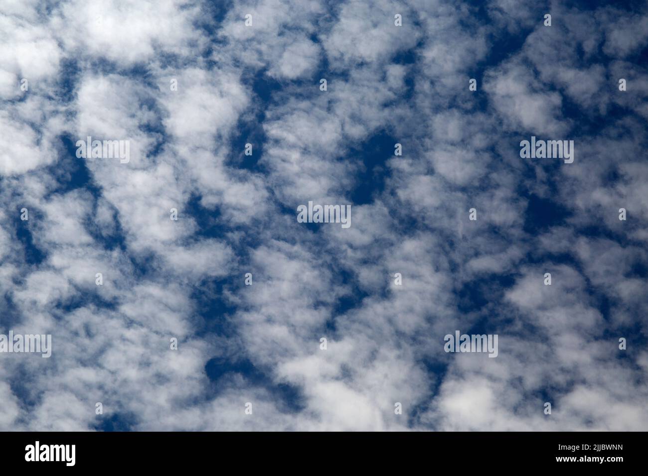 Altocumulus Castellanus Fair Weather Clouds in Blue Sky Stock Photo