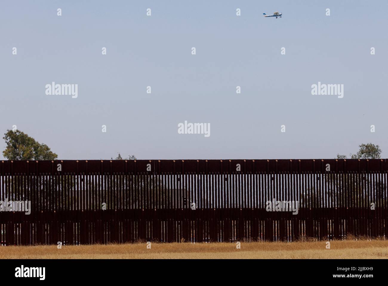 The border wall between the United States and Mexico is shown near the Otay Mesa border crossing in San Diego, California, U.S., June 2, 2022.  REUTERS/Mike Blake Stock Photo