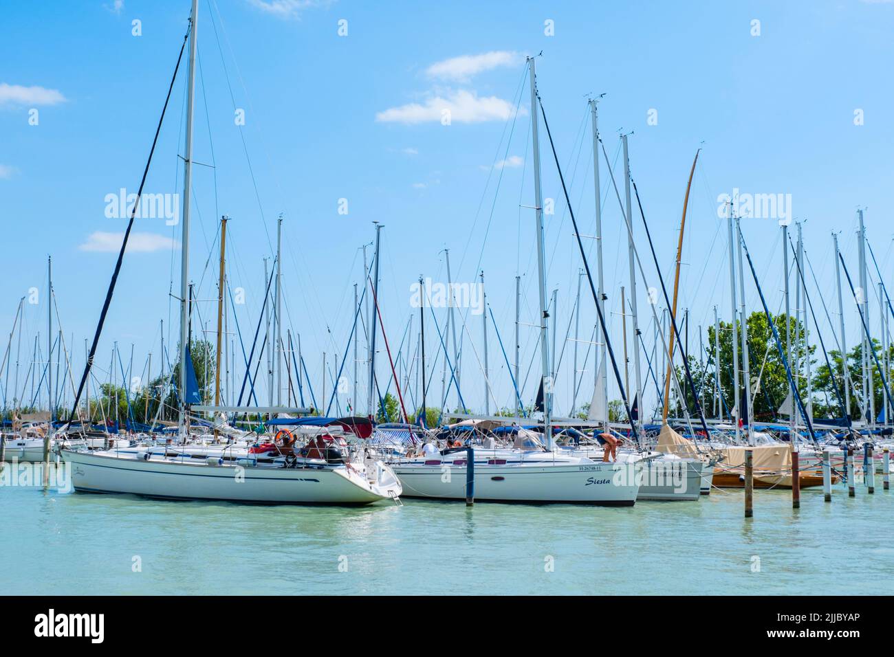 Sailing boats, Badacsony, Lake Balaton, Hungary Stock Photo