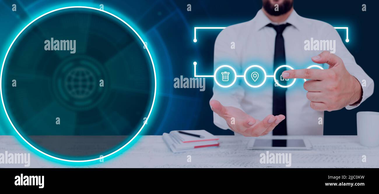 Businessman With A Pad And Pointing On Homepage And Digital Symbols In ...