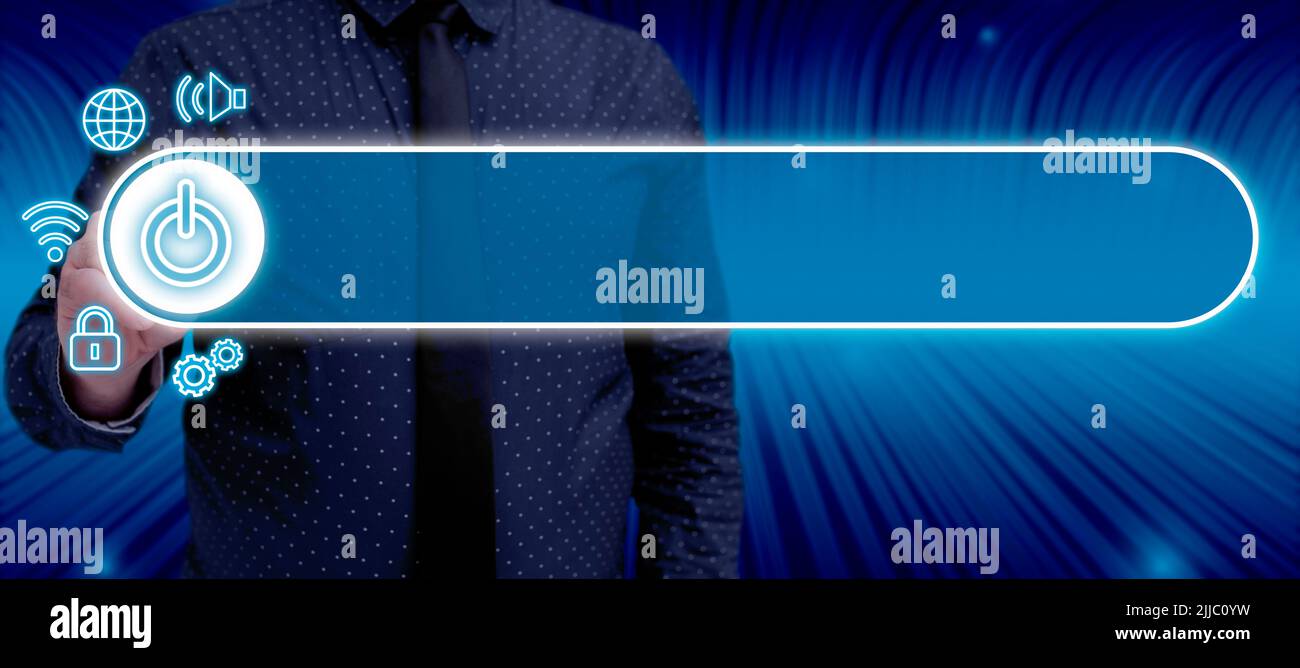 Businessman With A Pen Pointing On The Power And Digital Symbols In A ...
