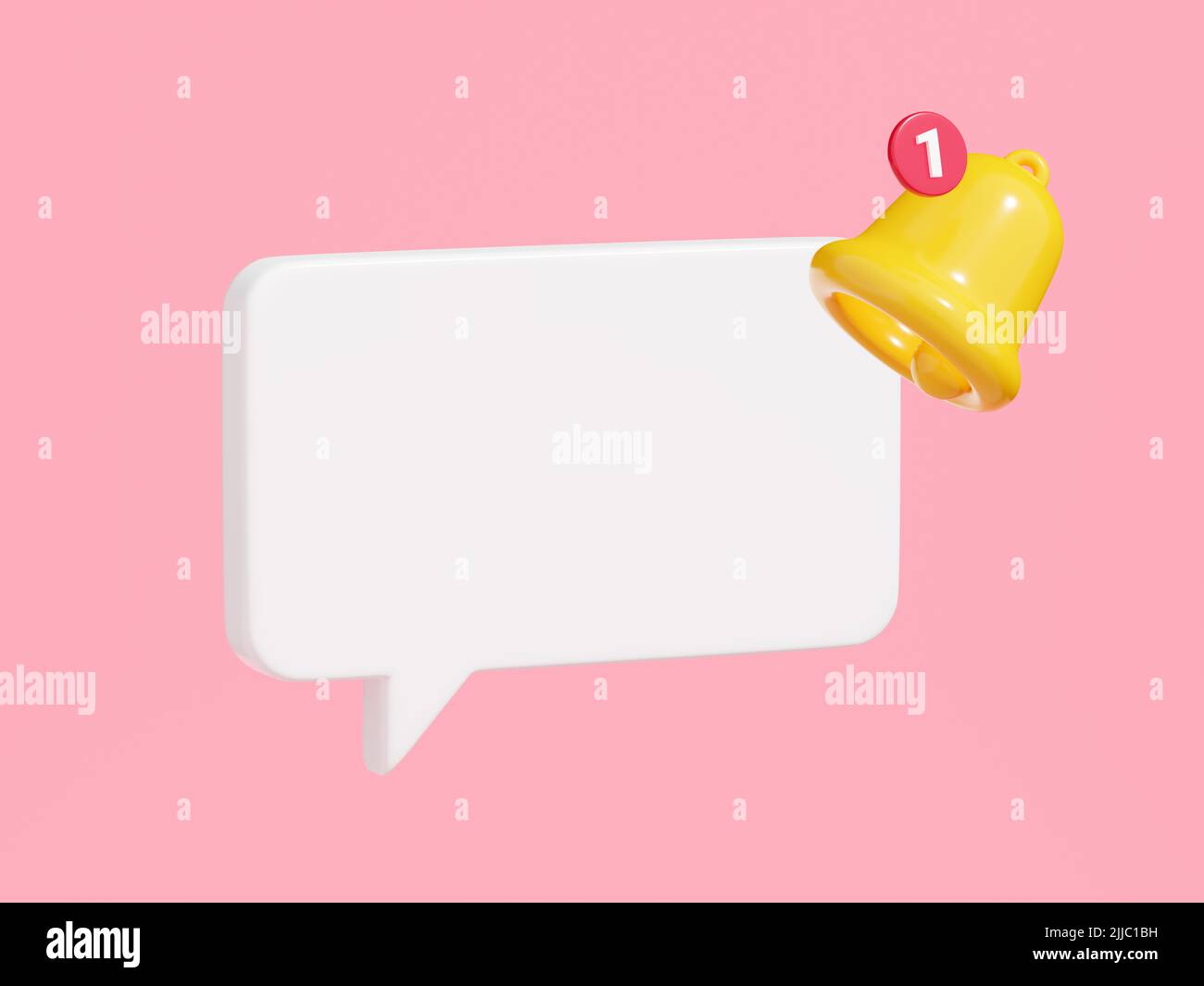 Notification bell on speech bubble with empty space for text 3d render ...