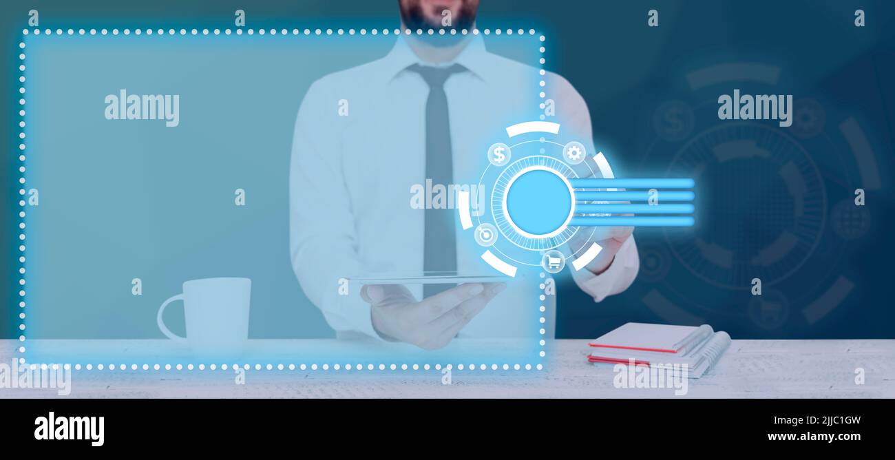 Businessman With Tablet And Pointing On Digital Symbols Showing Crucial ...