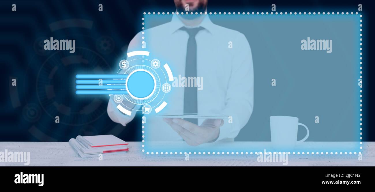 Businessman With Tablet And Pointing On Digital Symbols Showing Crucial ...