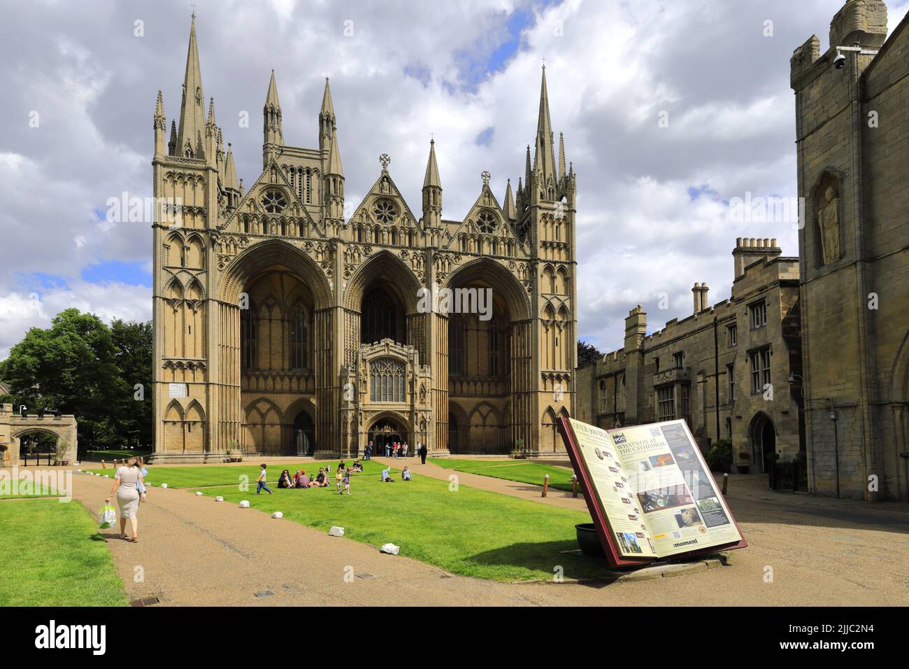 The West front facade of Peterborough City Cathedral, Cambridgeshire ...