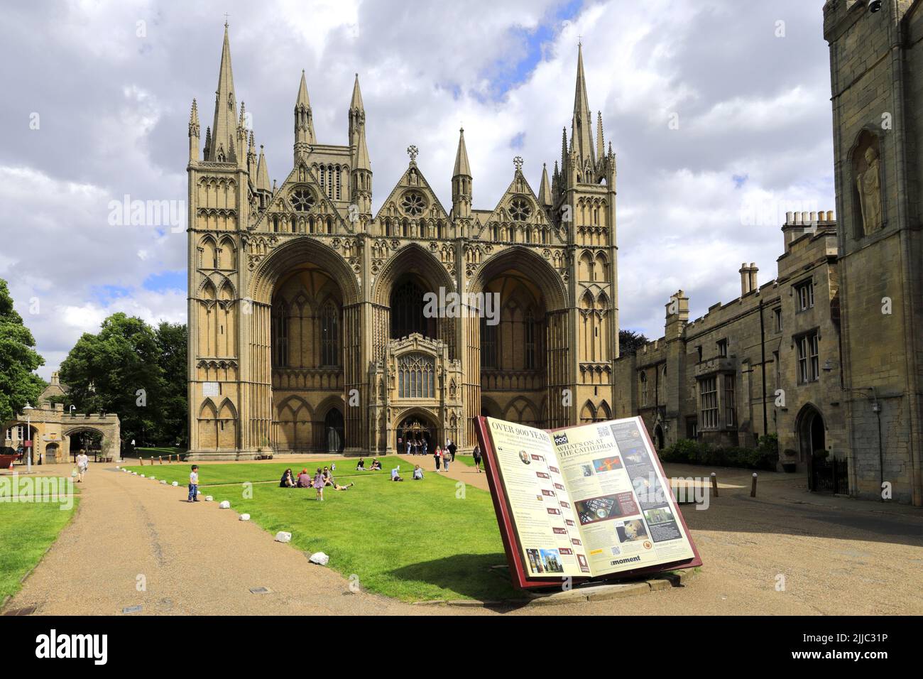 The West front facade of Peterborough City Cathedral, Cambridgeshire ...